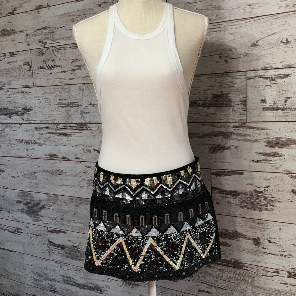 Beaded mini skirt.  Sequence skirt. Fun. Like new!